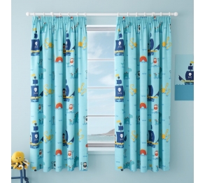 Sea Monsters - Pair of Pencil Pleat Curtains