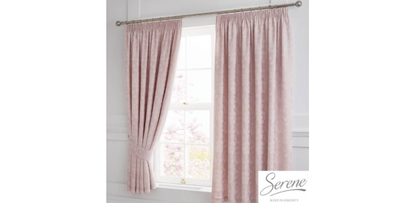 Blossom Blush Lined Pencil Curtains with Tie-backs