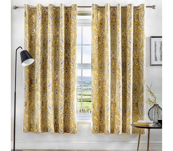 Maduri - Ochre Eyelet Curtains