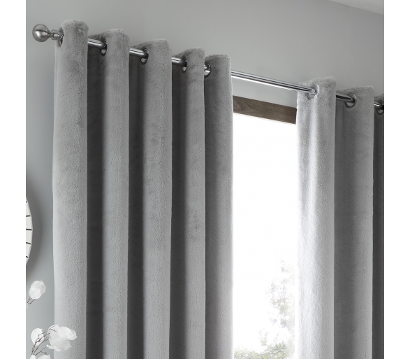 Brigitte - Silver Eyelet Curtains