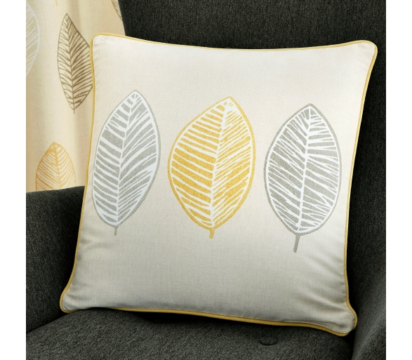 Skandi Leaf Ochre Cushion Cover