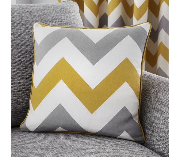 Chevron Ochre Filled Cushion