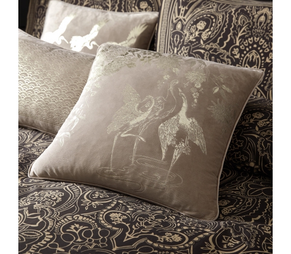 Crane Dance Linen Filled Cushion